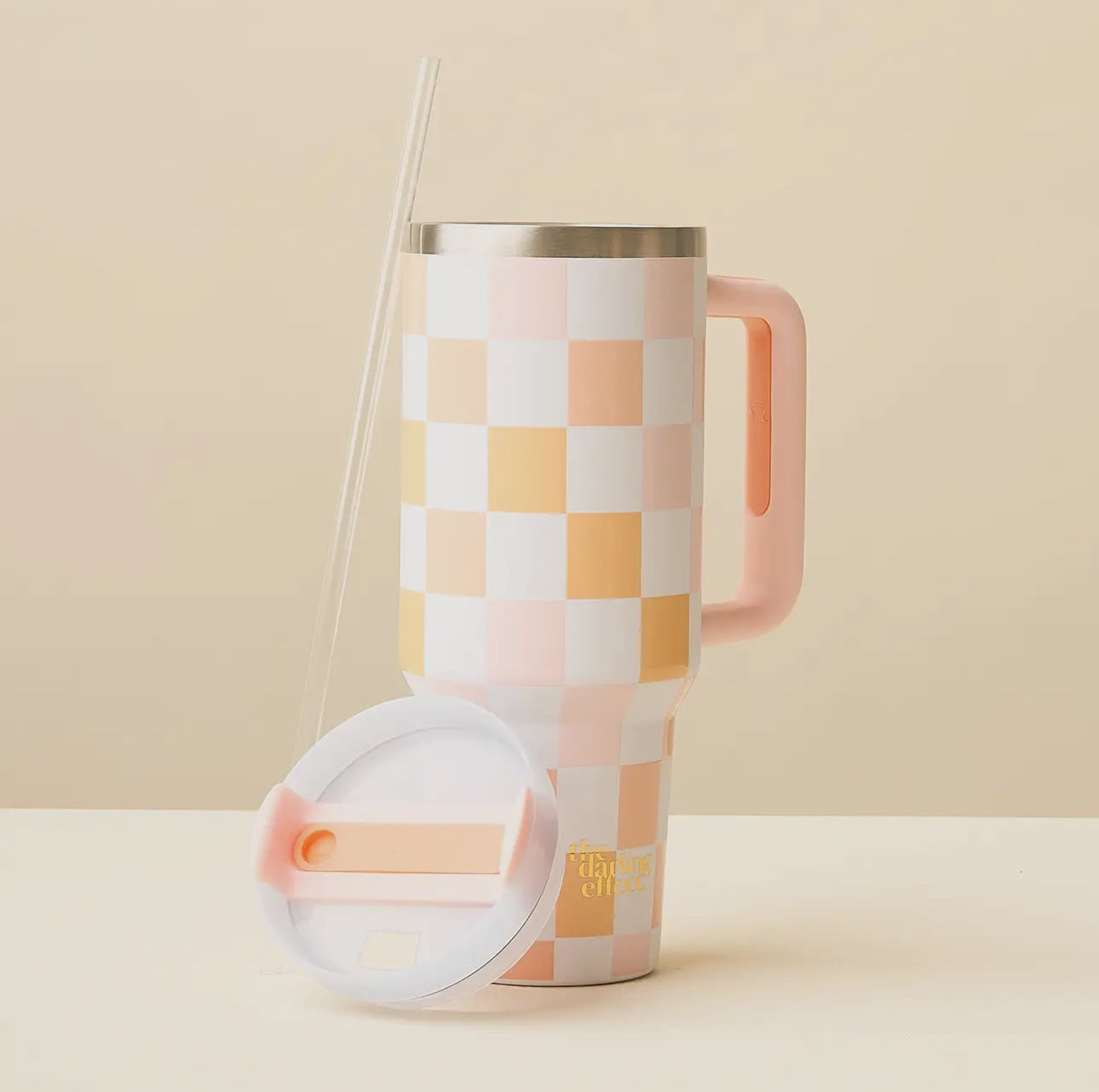 Checkered Peach Tumbler