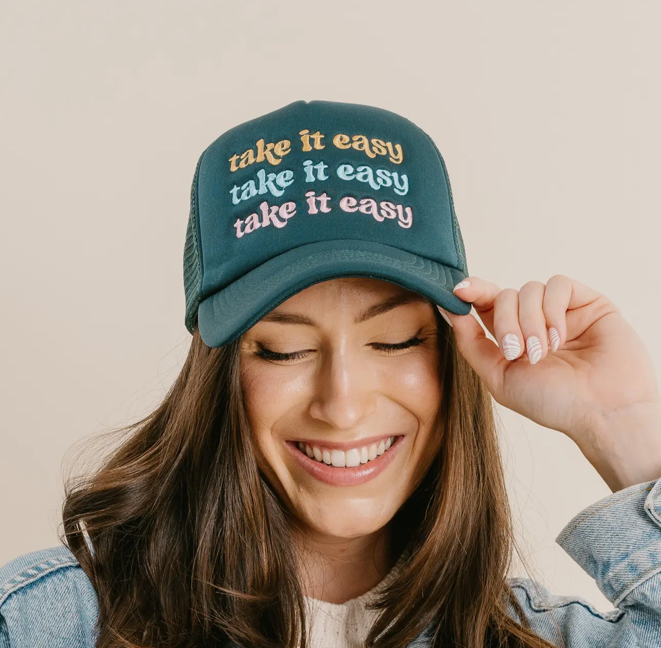 Take It Easy Embroidered Trucker Hat