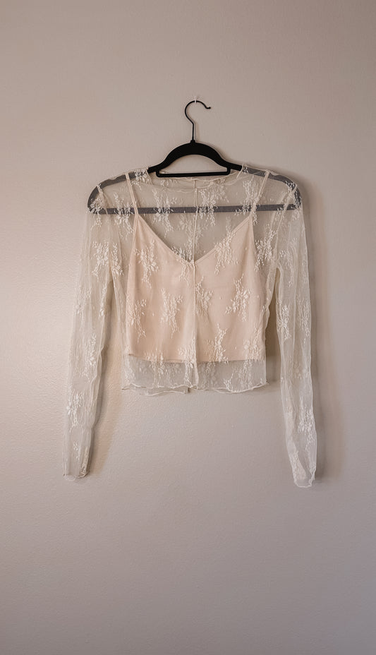 Cream Floral Lace Top