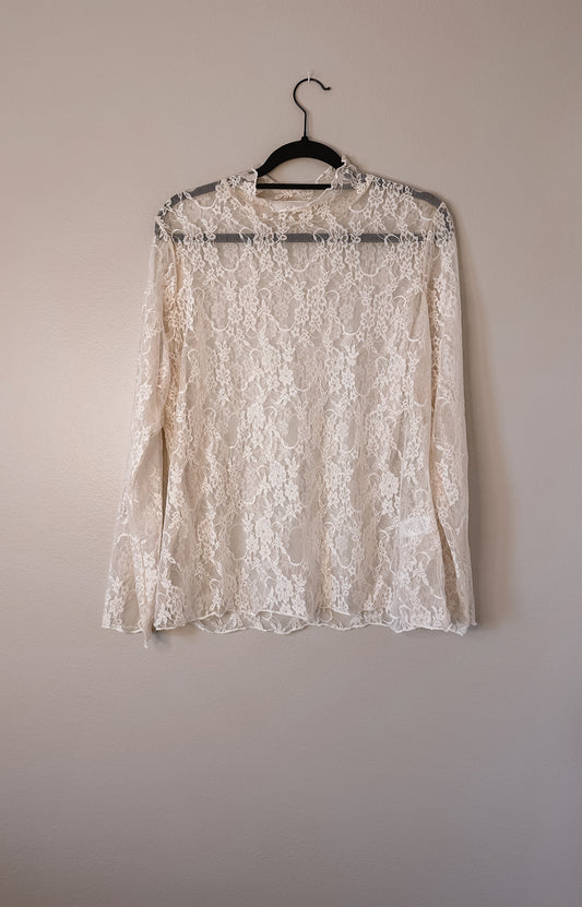 Cream Lace Top - Plus