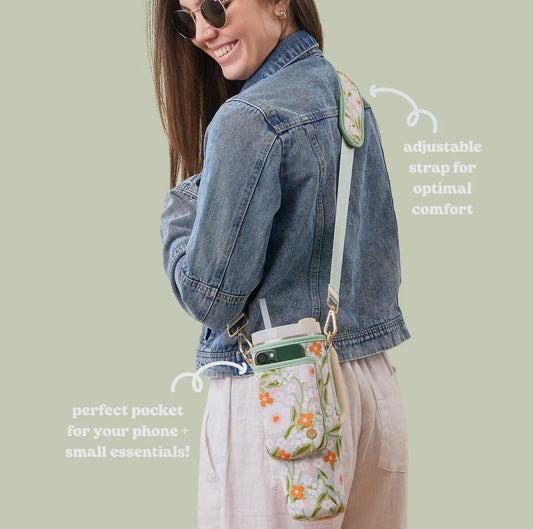 Floral Haven Sage Tumbler Sling Bag